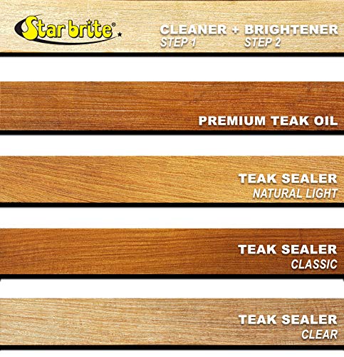 STAR BRITE Premium Golden Teak Oil - Ultimate Sealer, Preserver & Finish for Outdoor Teak & Fine Woods - Ideal for Boats, Furniture, Shower Stools - 32 OZ (085132)