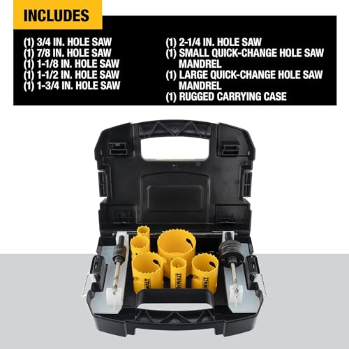 DEWALT Bi-Metal Hole Saw Kit for Wood, Metal and Plastic (D180001)