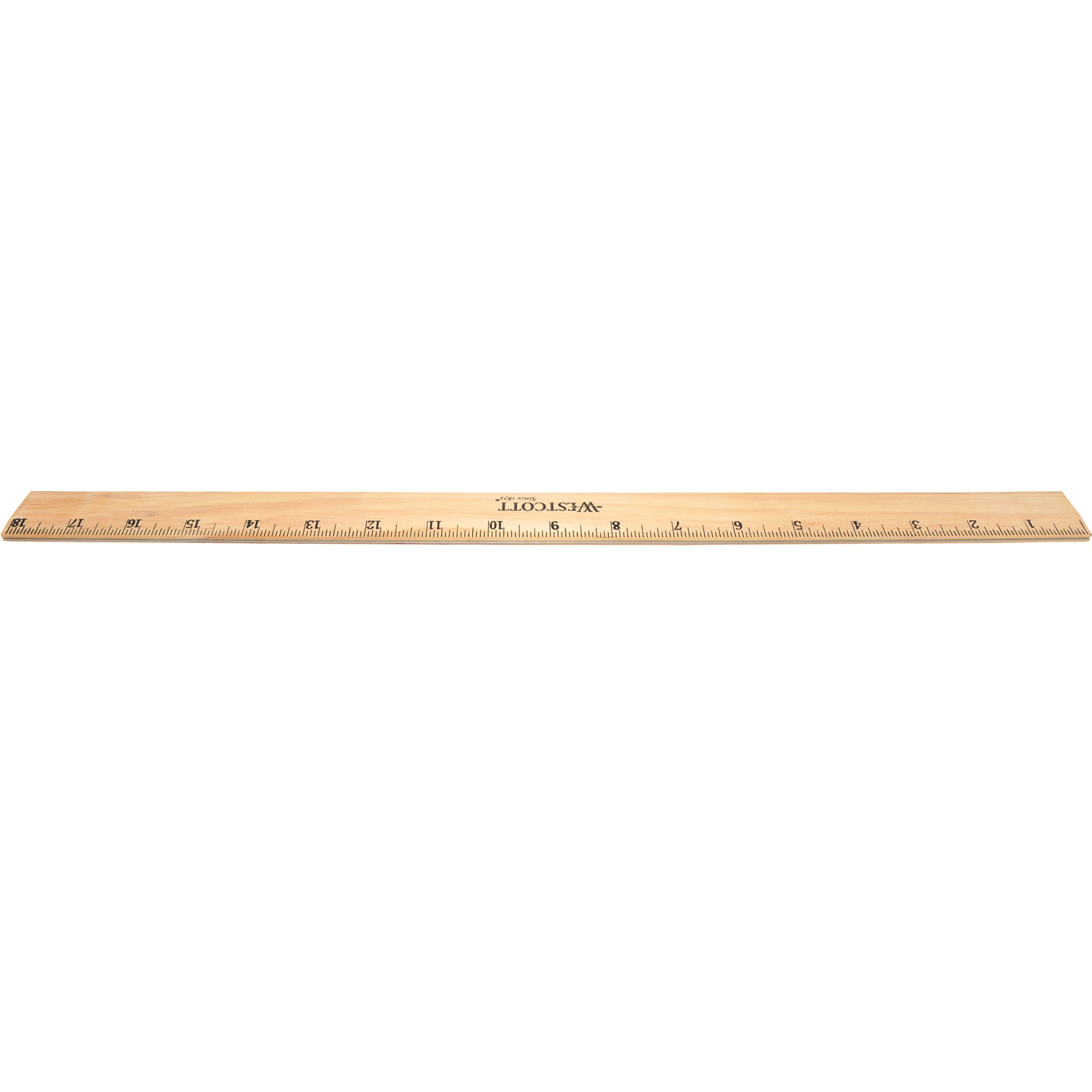 Westcott 05018 Beveled Wooden Ruler with Single Metal Edge, 18 Inch