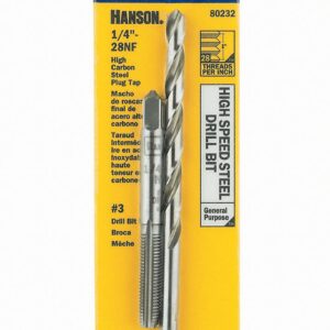 Irwin Tools IRWIN HANSON 1/4" - 28 NF Tap and No. 3 Drill Bit Set, 80232