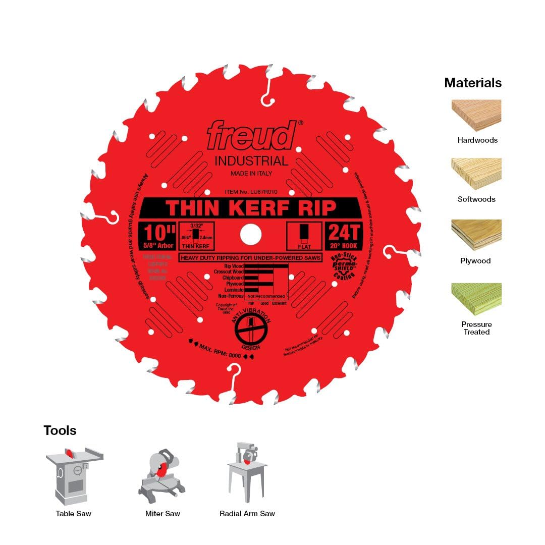 Freud LU87R010: 10" Thin Kerf Rip Blade