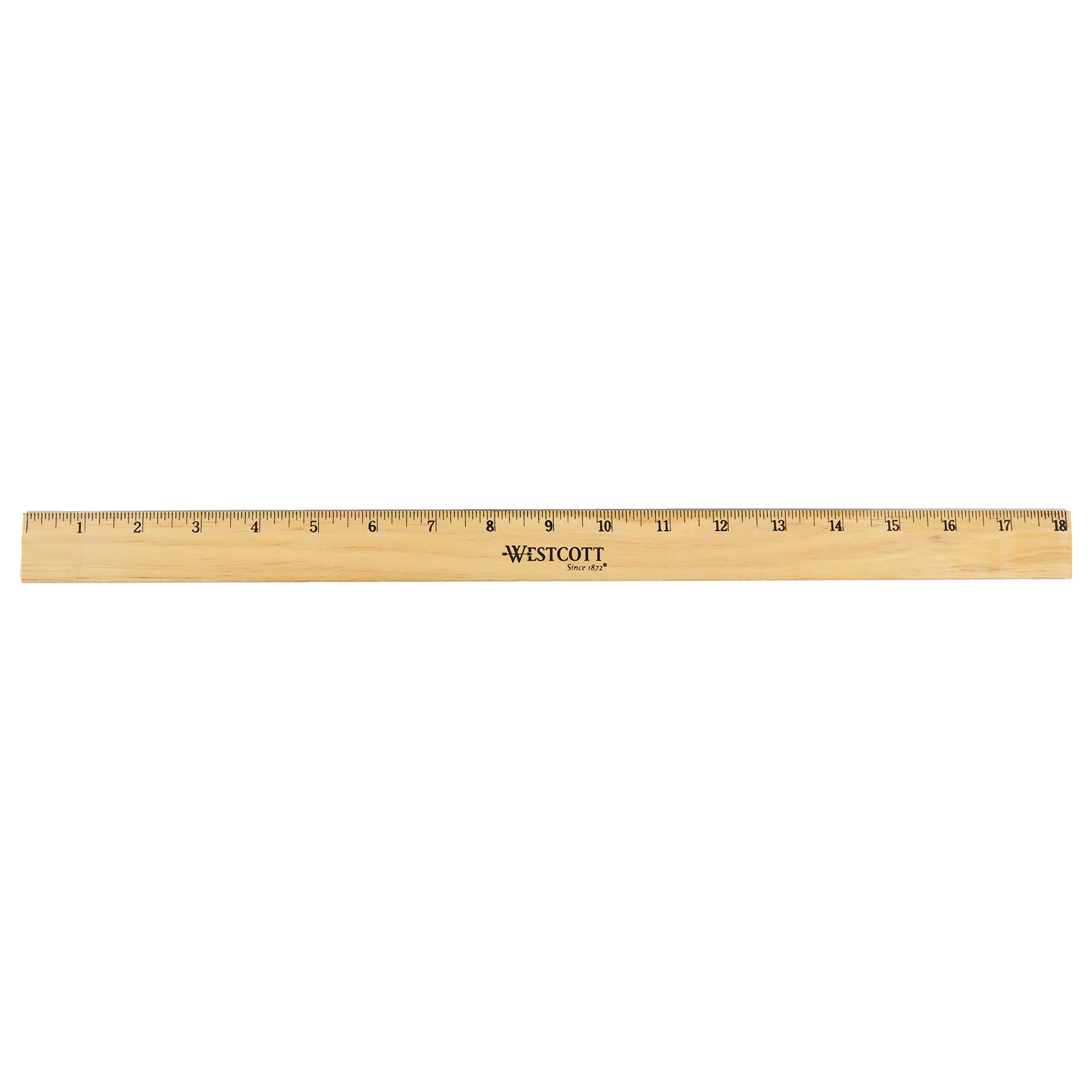 Westcott 05018 Beveled Wooden Ruler with Single Metal Edge, 18 Inch