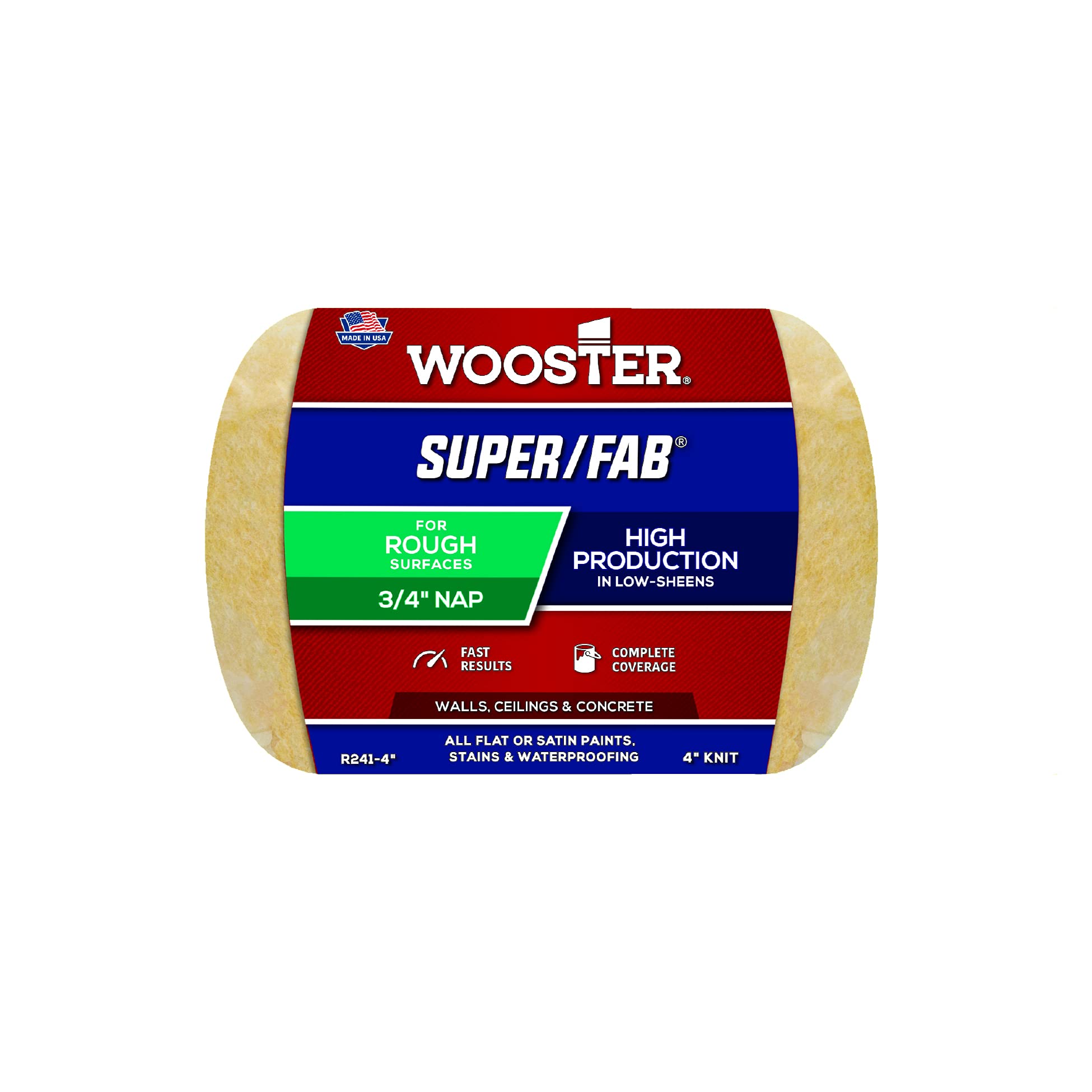 Wooster Brush R241-4 Super/Fab Roller Cover, 3/4-Inch Nap, 4-Inch