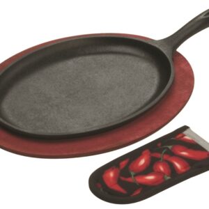 Lodge LFSR3 Cast Iron Fajita Set, Pre-Seasoned