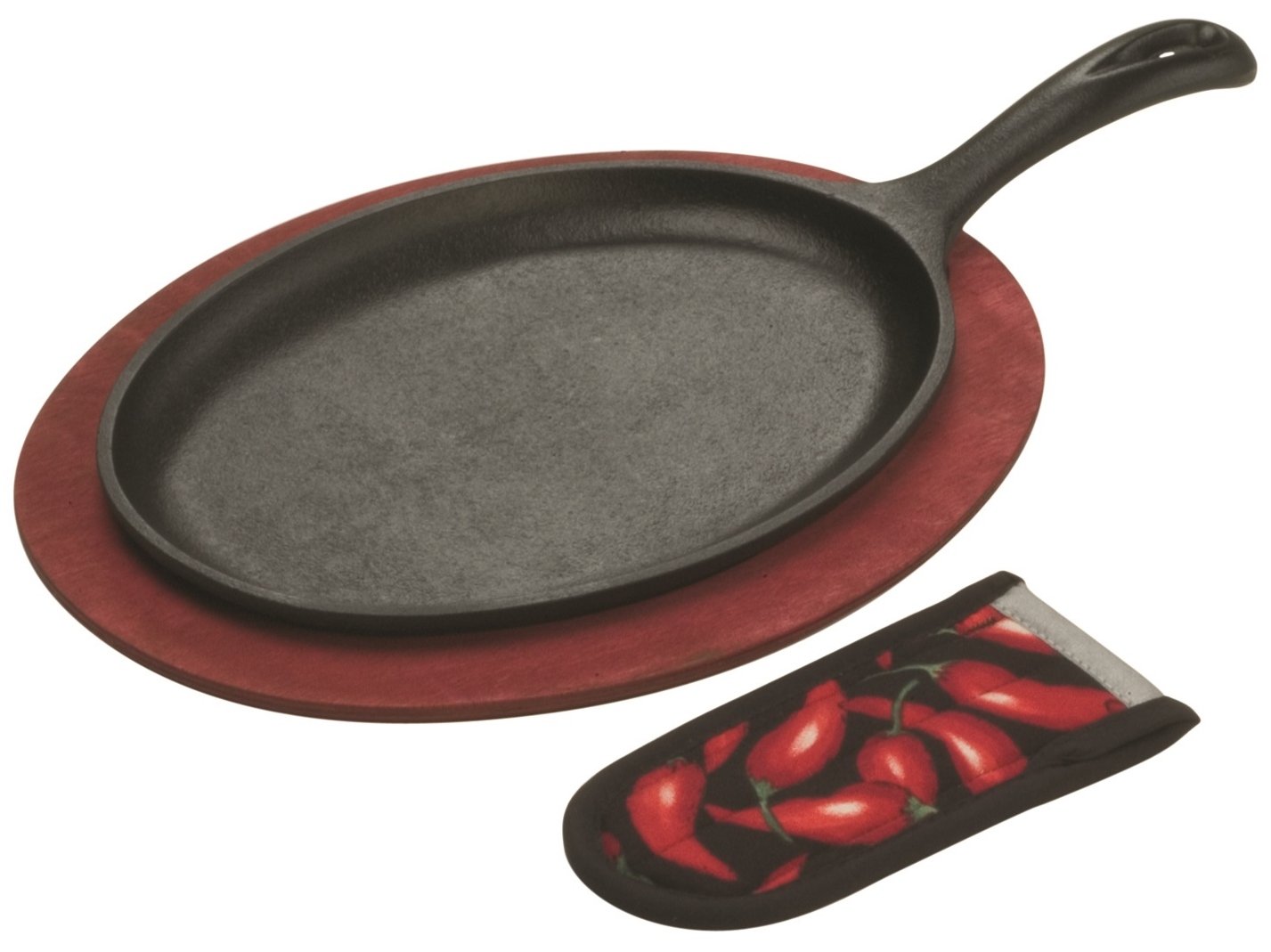 Lodge LFSR3 Cast Iron Fajita Set, Pre-Seasoned