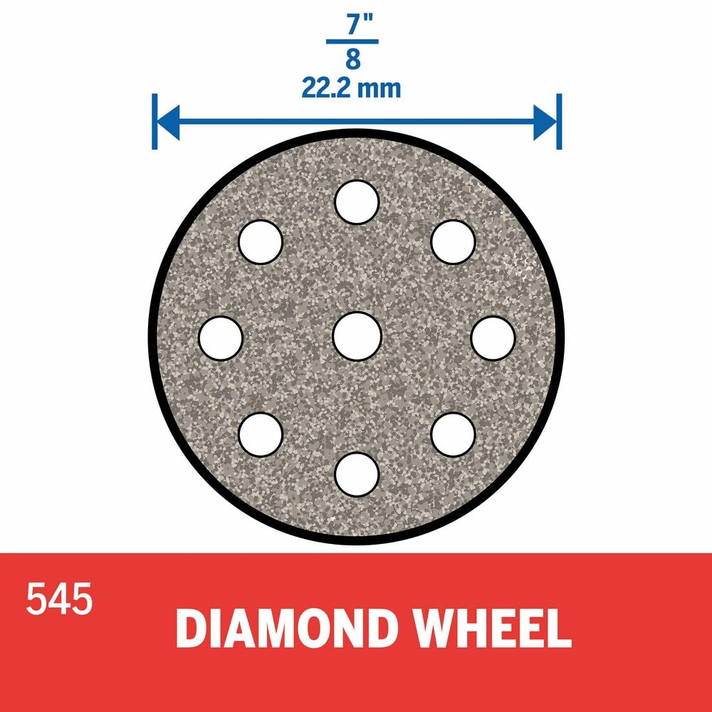 Dremel 545 Diamond Cut-Off Wheel with Mandrel, 7/8” (22.2mm) Diameter, Cutting Rotary Tool Accessory (1 Piece)