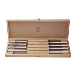 zwilling 8-piece stainless-steel steak knife set in wood gift box