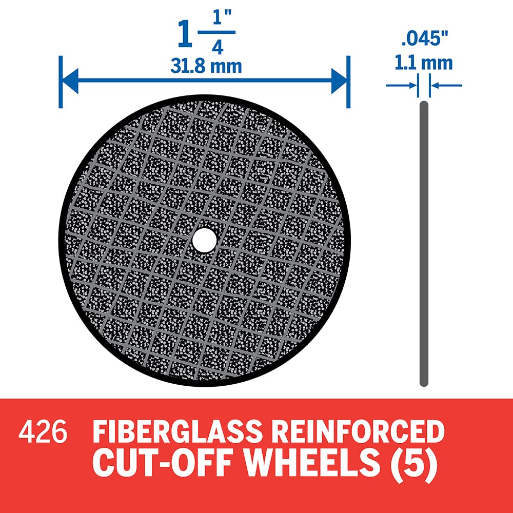 Dremel 426 Fiberglass Reinforced Cut-Off Wheels 1-1/4" Dia., .045" Thick, Black