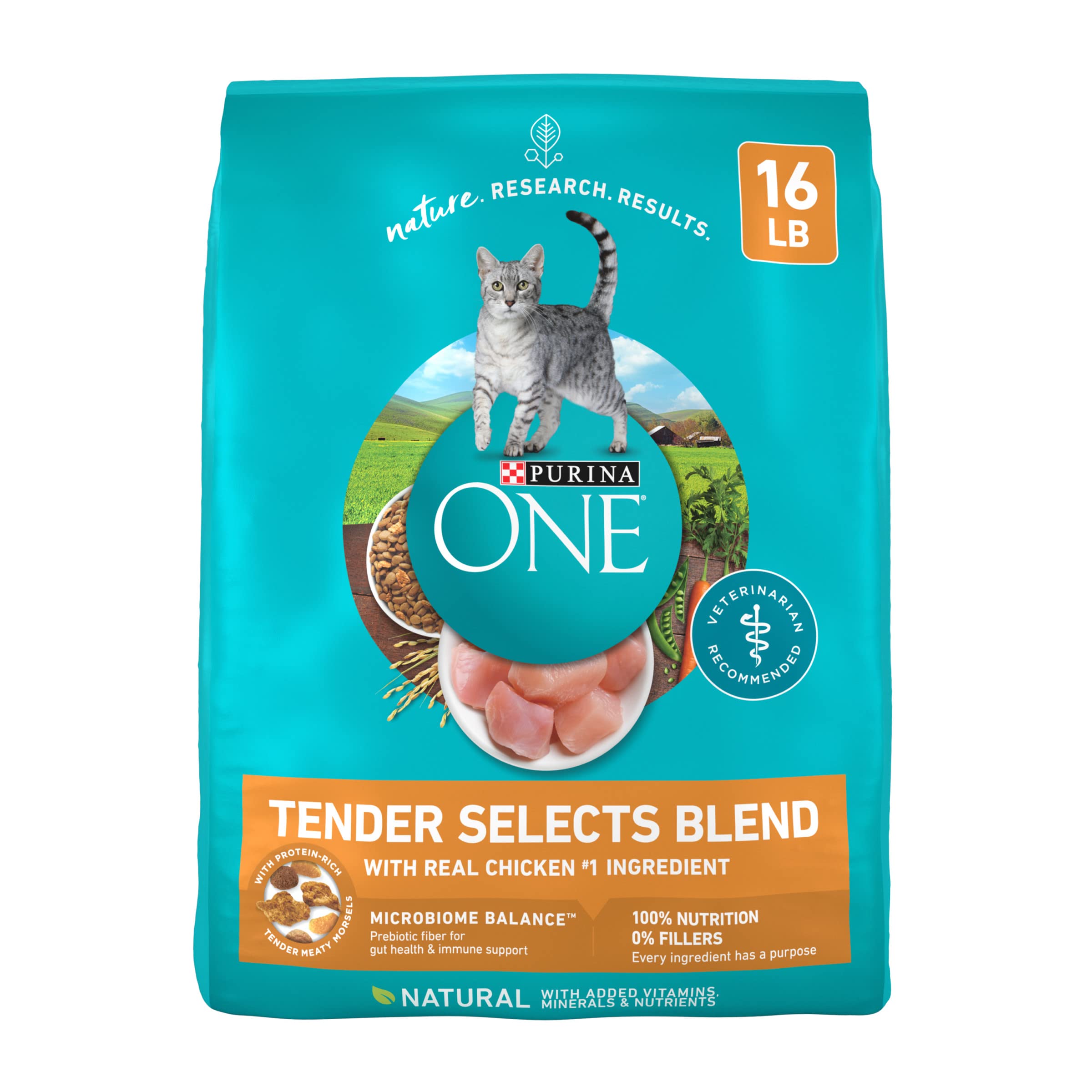 Purina ONE Natural Dry Cat Food, Tender Selects Blend With Real Chicken - 16 Lb. Bag