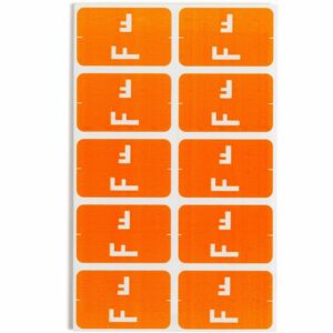 Smead AlphaZ ACCS Color-Coded Alphabetic Label, F, Orange, 100 Labels per Pack (67176)