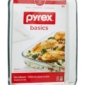 Pyrex Bakeware 4.8 Quart Oblong Baking Dish, Clear