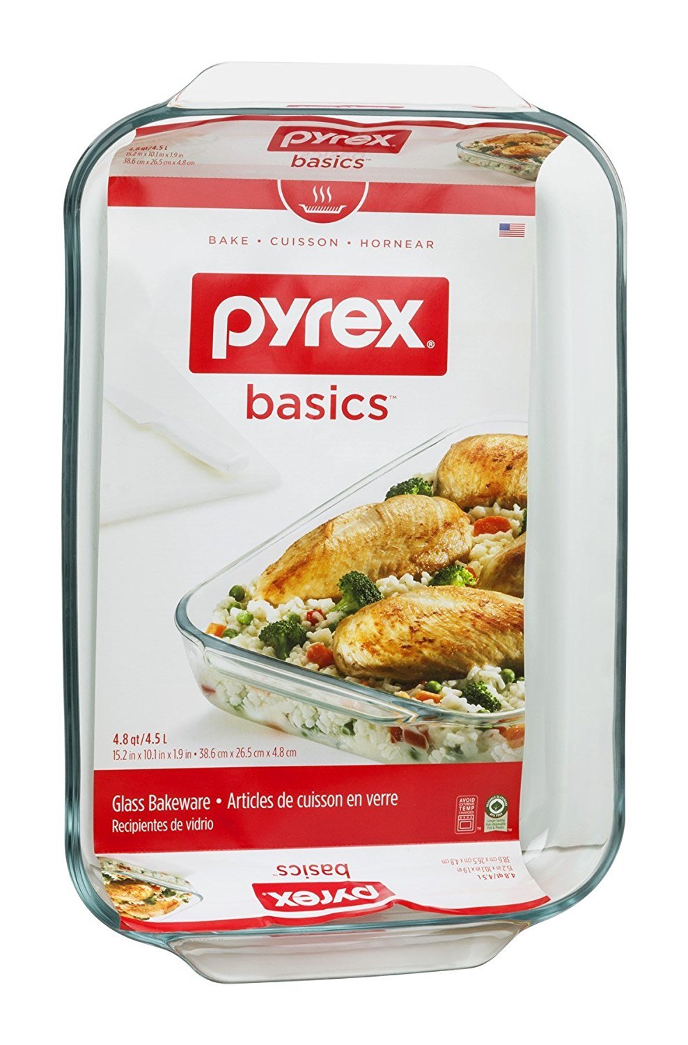 Pyrex Bakeware 4.8 Quart Oblong Baking Dish, Clear