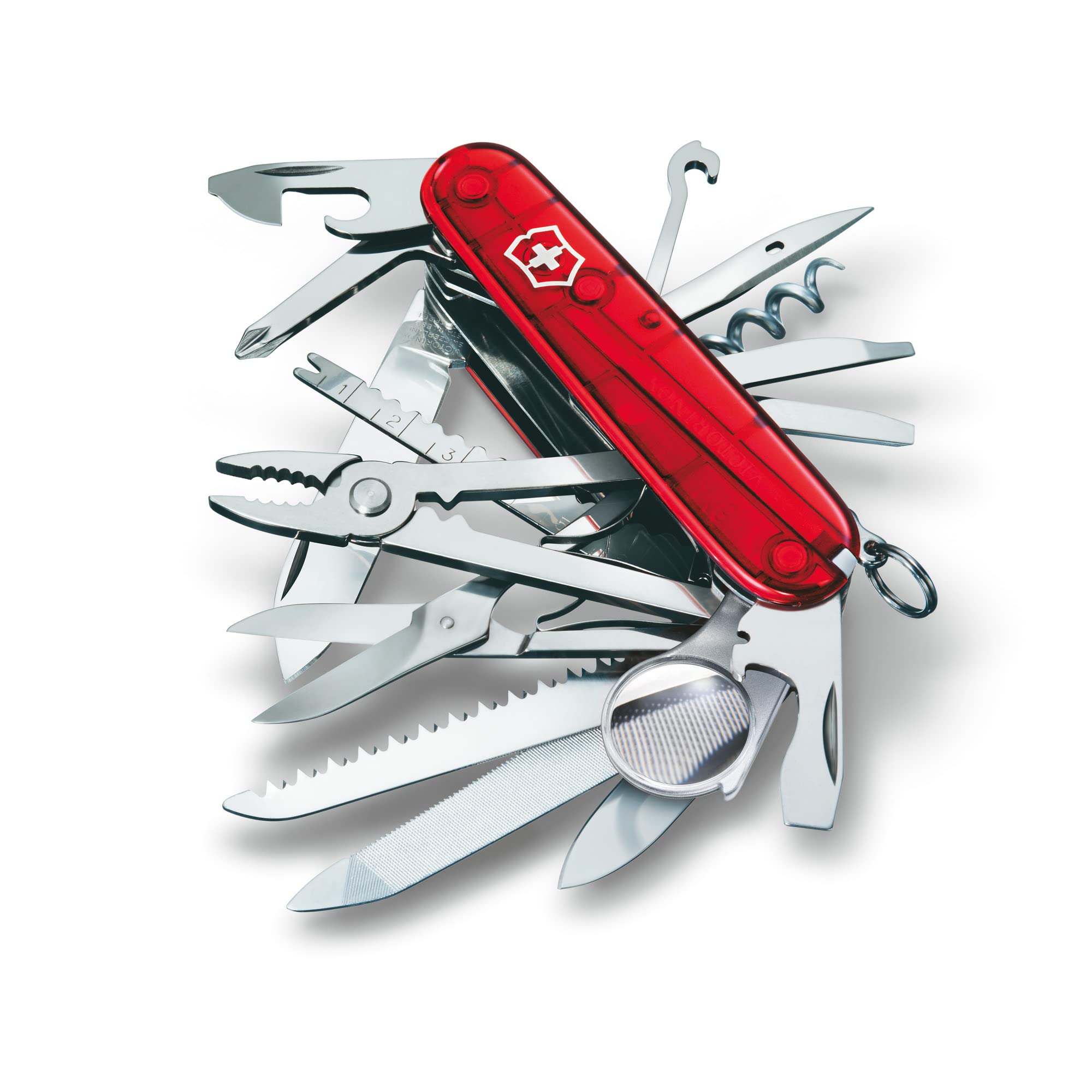 Victorinox Swiss Army Multi-Tool, SwissChamp XLT Pocket Knife, Ruby