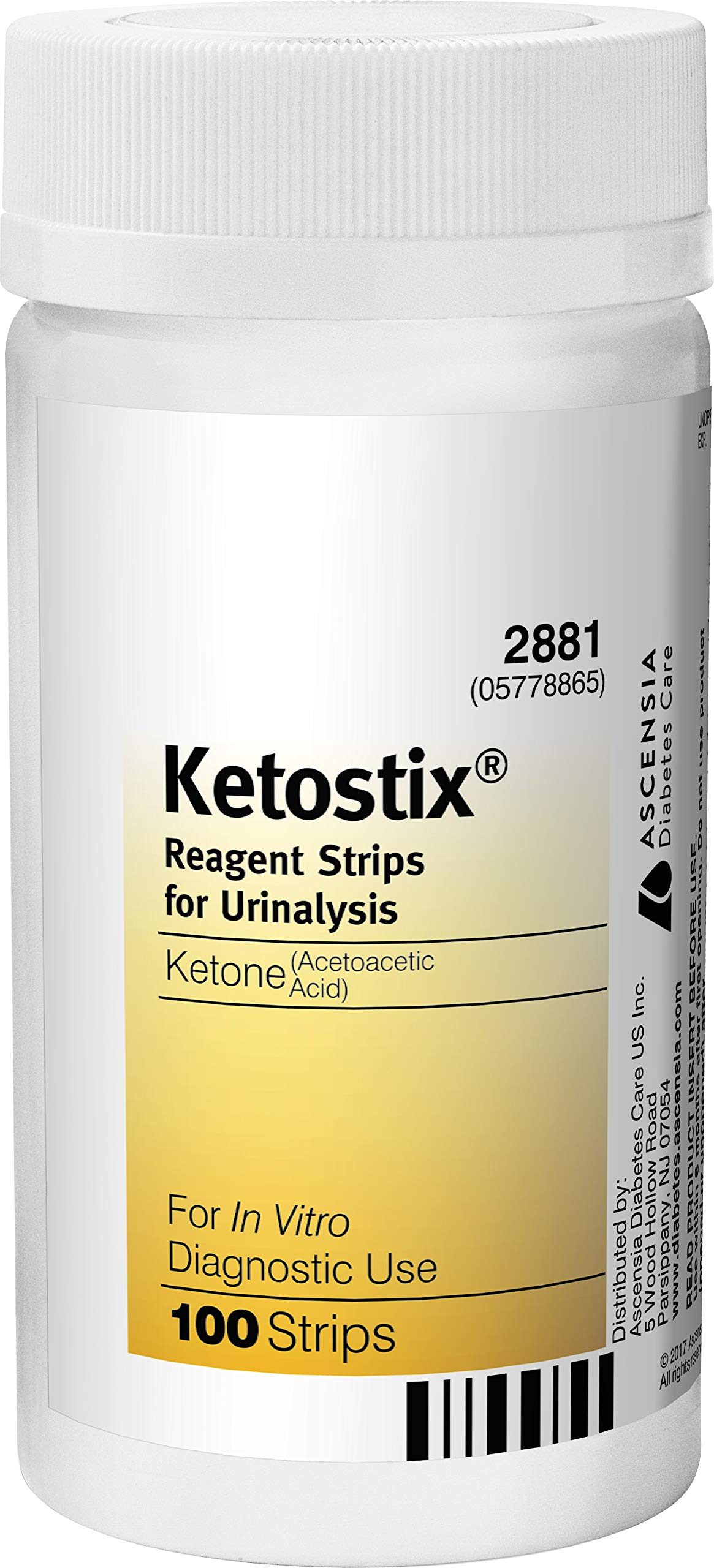 Ketostix Reagent Strips for Urinalysis, Measure Ketone Levels, 100-Count Box