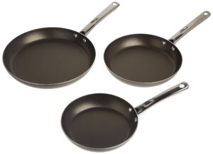 farberware - 20065 farberware kitchen ease nonstick frying pan set / fry pan set / skillet set - 8 inch, 10 inch, and 11 inch, black