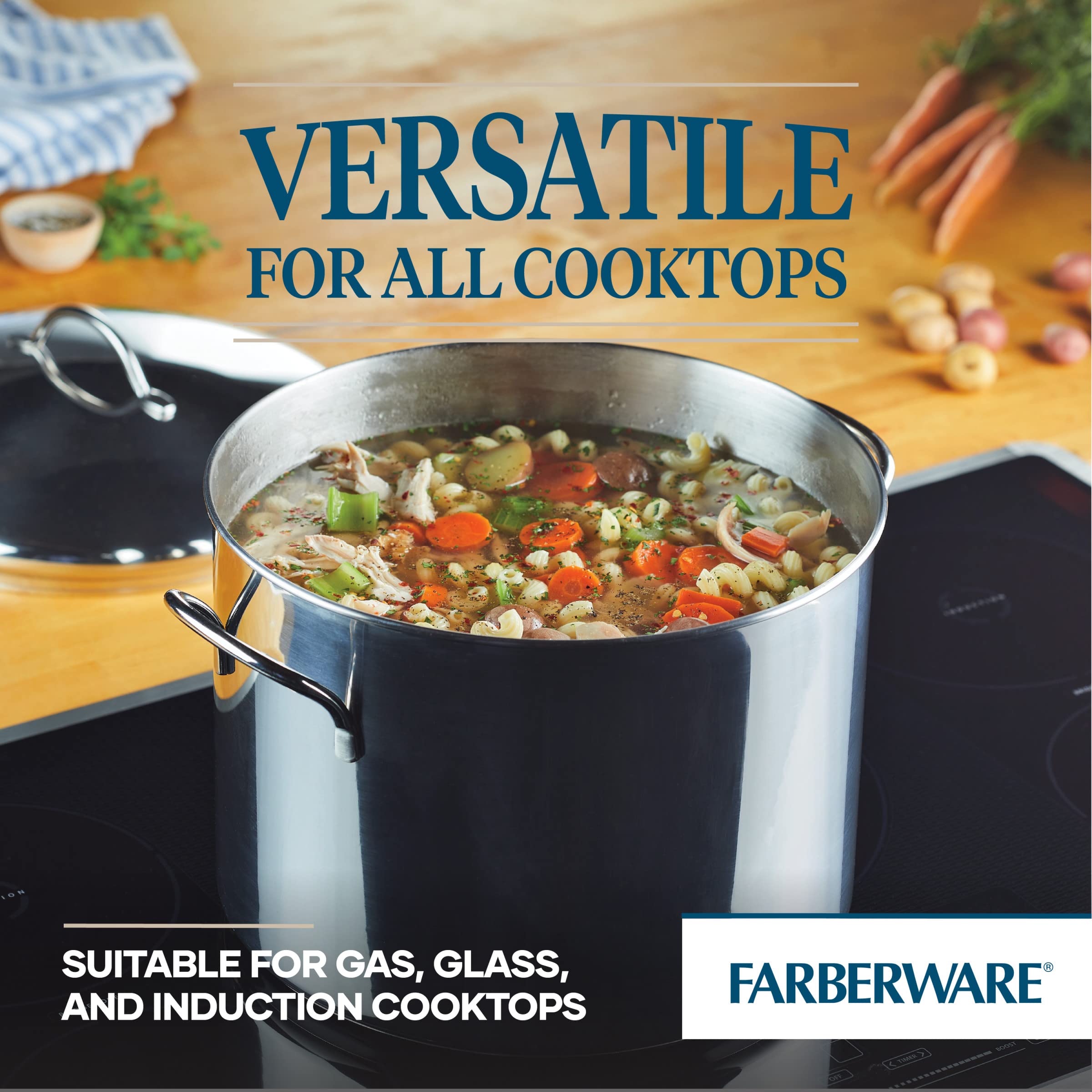 Farberware Classic Stainless Steel Stock Pot/Stockpot with Lid - 16 Quart, Silver