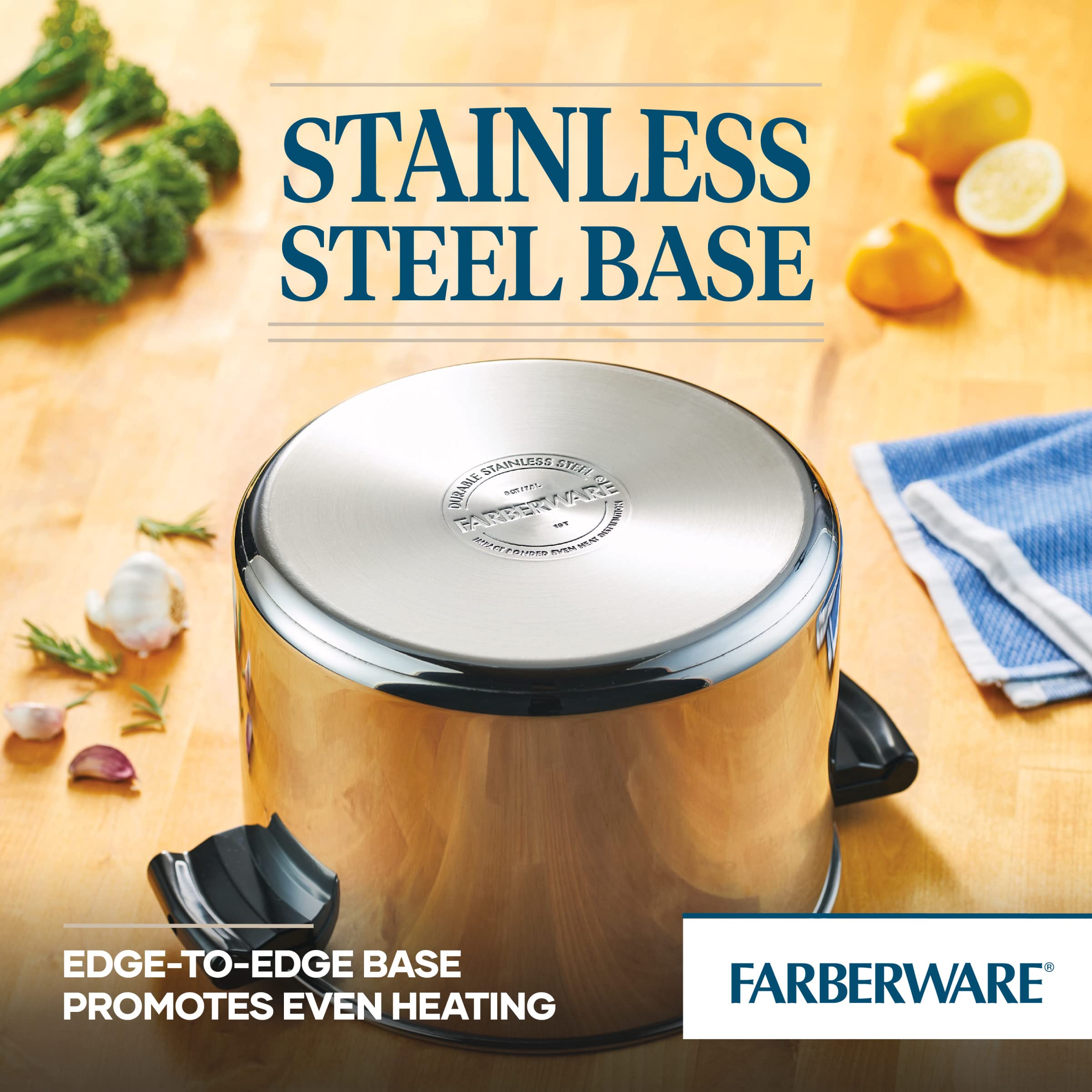 Farberware Classic Stainless Steel 8-Quart Stockpot with Lid, Stainless Steel Pot with Lid, Silver