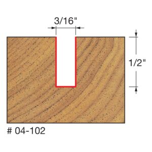 Freud 04-102: 3/16" (dia.) Double Flute Straight Bit with 1/4" shank, 1/2" carbide height