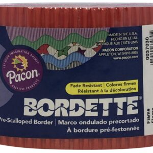 Pacon Bordette Decorative Border, 2.25" X 50 Ft Roll, Flame Red