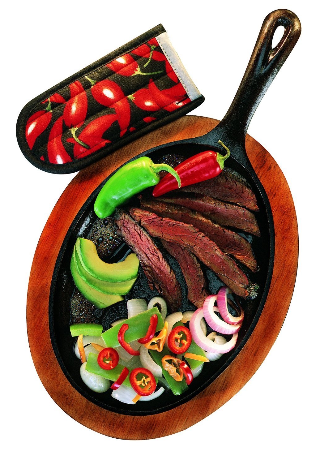 Lodge LFSR3 Cast Iron Fajita Set, Pre-Seasoned