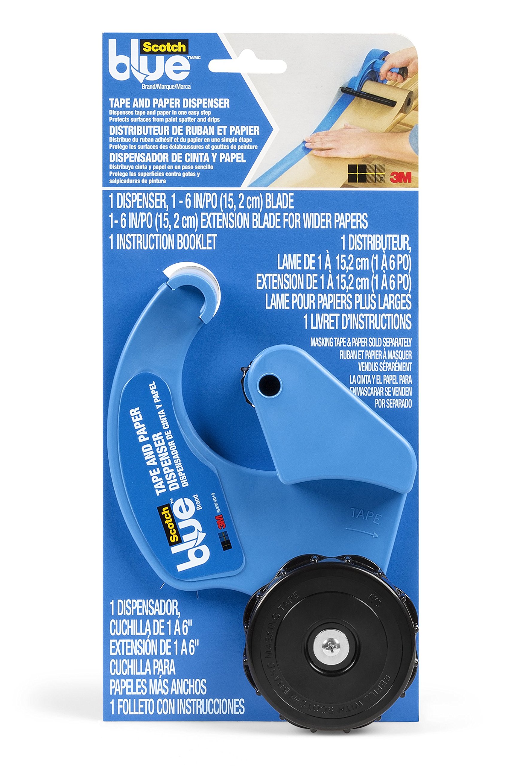 ScotchBlue Painter's Tape and Paper Dispenser, Applies Masking Paper with Painter’s Tape to Protect and Cover Surfaces, Tape Dispenser Includes Plastic Blade, Fits 12 Inch Masking Paper