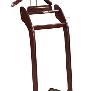 Proman Products Windsor Suit Valet Stand VL16001 with Top Tray, Contour Hanger, Trouser Bar, Tie & Belt Hooks and Shoe Rack, 17" W x 14" D x 40" H, Dark Walnut