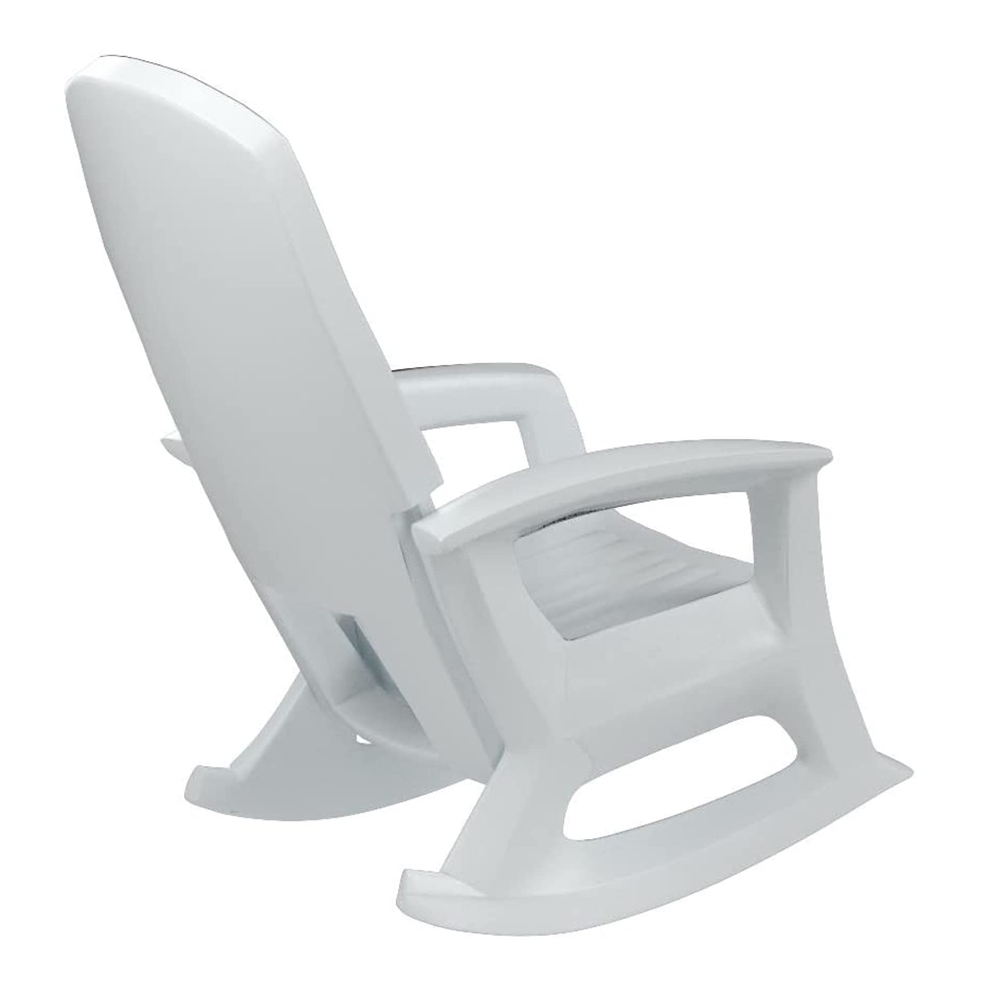 Semco Plastics Rockaway Heavy Duty Resin Rocking Chair, Low Maintenance All-Weather Rocker w/Easy Assembly for Deck & Patio, 600lbs Capacity, White