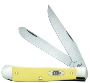 case xx wr pocket knife yellow synthetic trapper item #80161 - (4254 ss) - length closed: 4 1/8 inches