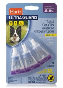 hartz ultraguard flea & tick drops for dogs & puppies 31-60lbs - 3 monthly treatment