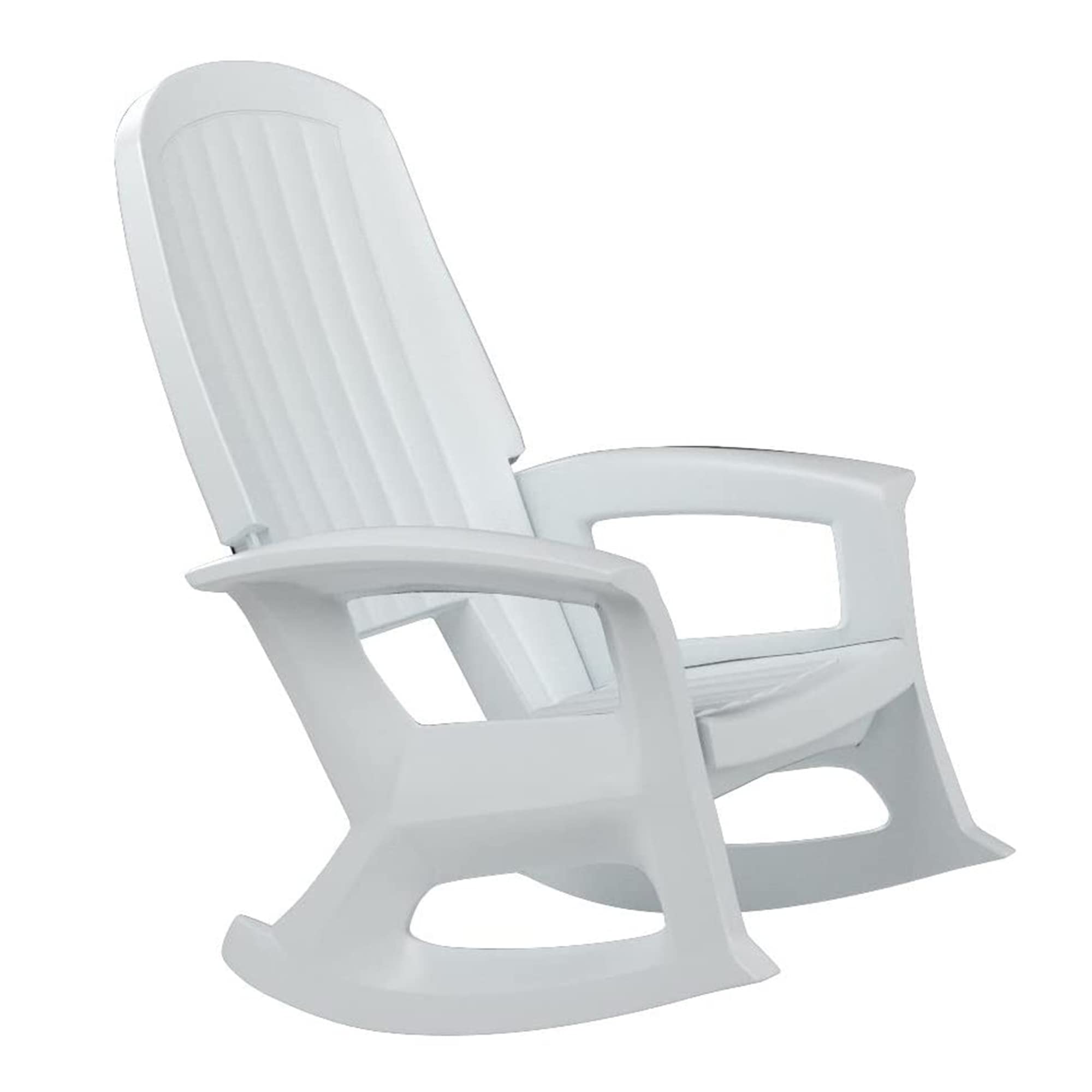 Semco Plastics Rockaway Heavy Duty Resin Rocking Chair, Low Maintenance All-Weather Rocker w/Easy Assembly for Deck & Patio, 600lbs Capacity, White