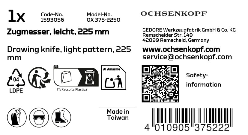 Ochsenkopf OX 375-2250 Drawing Knife