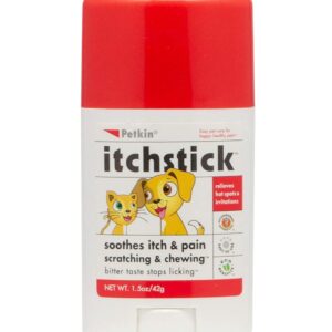 Petkin Anti Itch Stick for Pets - Simply Rub on Anytime to Provide Pain & Itching Relief for Dogs & Cats on Contact - Bitter Taste Stops Licking & Chewing - 1.5 oz Net Weight -Ideal for Home or Travel