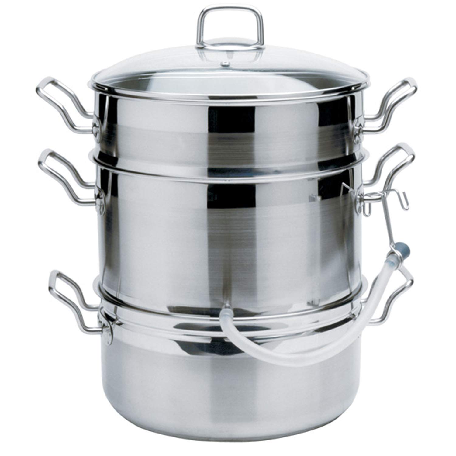 Norpro Stainless Steel Steamer/Juicer, 11qts/10.4L, 4qts/3.8L, 8.5qts/8L, As Shown