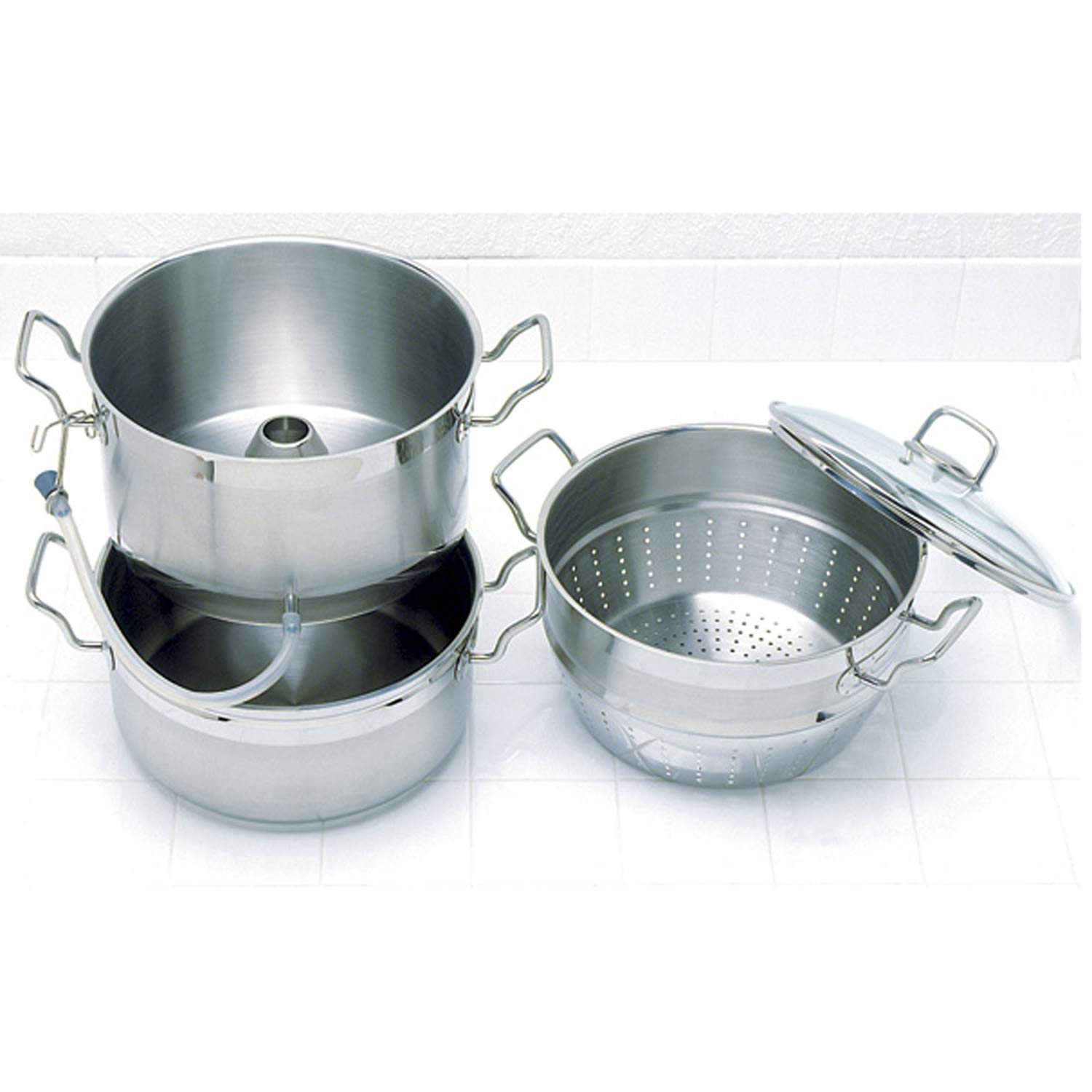 Norpro Stainless Steel Steamer/Juicer, 11qts/10.4L, 4qts/3.8L, 8.5qts/8L, As Shown