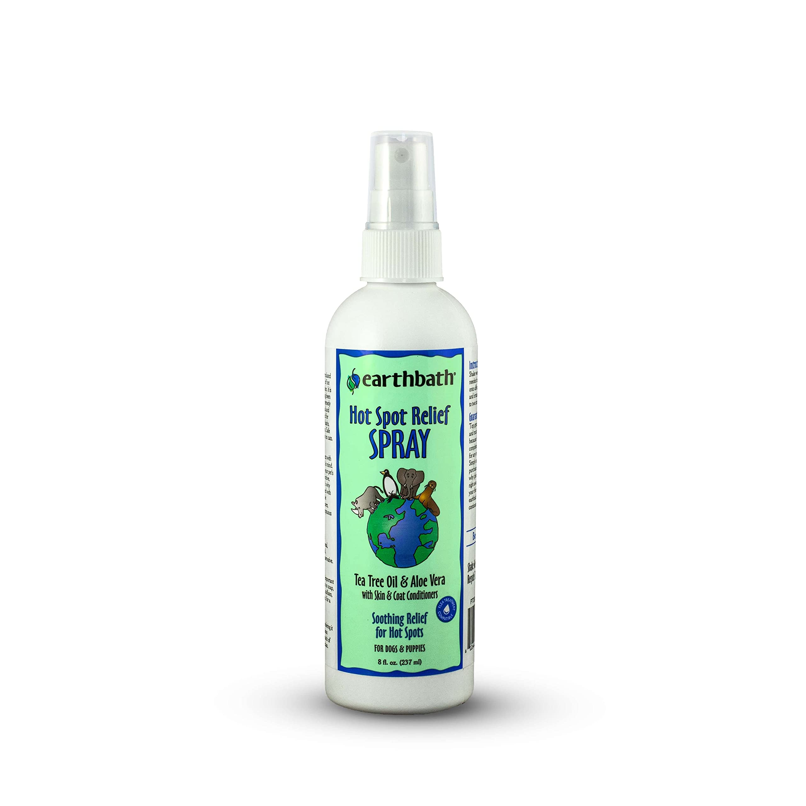 earthbath, Hot Spot Relief Spray - Tea Tree Oil Hot Spot Treatment for Dogs, Best Dog Shampoo for Itching & Skin Conditions, Made in USA, Cruelty Free Itch Relief for Dogs - 8 Oz (1 Pack)