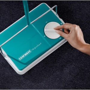 Leifheit Floor Sweeper, Carpet Sweeper,Carpet Sweeper Regulas, Turquoise, with Height Adjustment; 3 Sweeping Brushes; Sweeping Width 22 cm