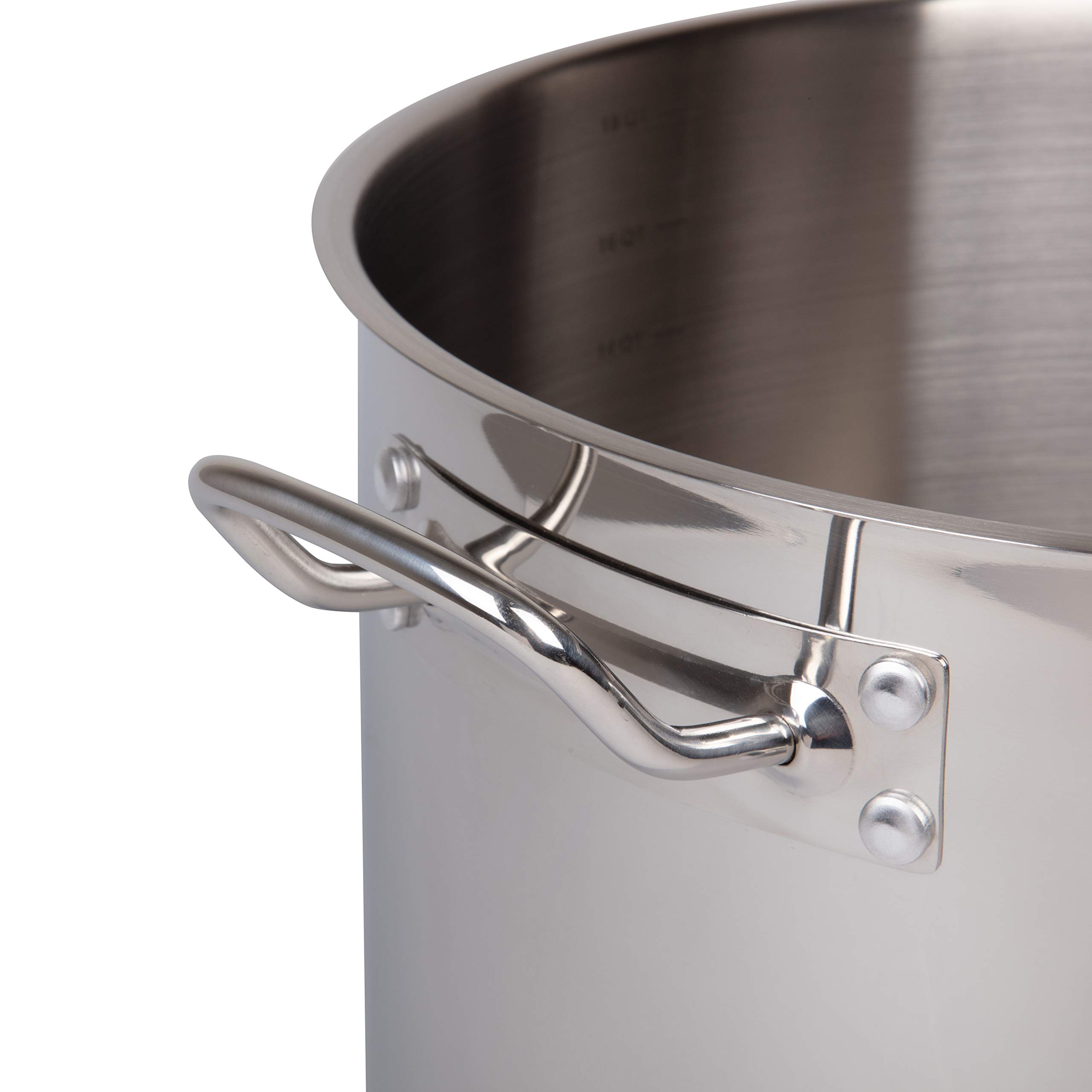 Camerons 20 Quart Stock Pot with Lid- Tri-ply 18/10 Professional Grade Induction Ready Stainless Steel Lid & Stay Cool Handles- Stick Resistant Interior- Great for Cooking Christmas Dinner & Xmas Gift