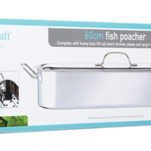 KitchenCraft Fish Kettle, Stainless Steel Induction, Polished, Large, 61.5 x 18.5 x 10.5cm, Silver