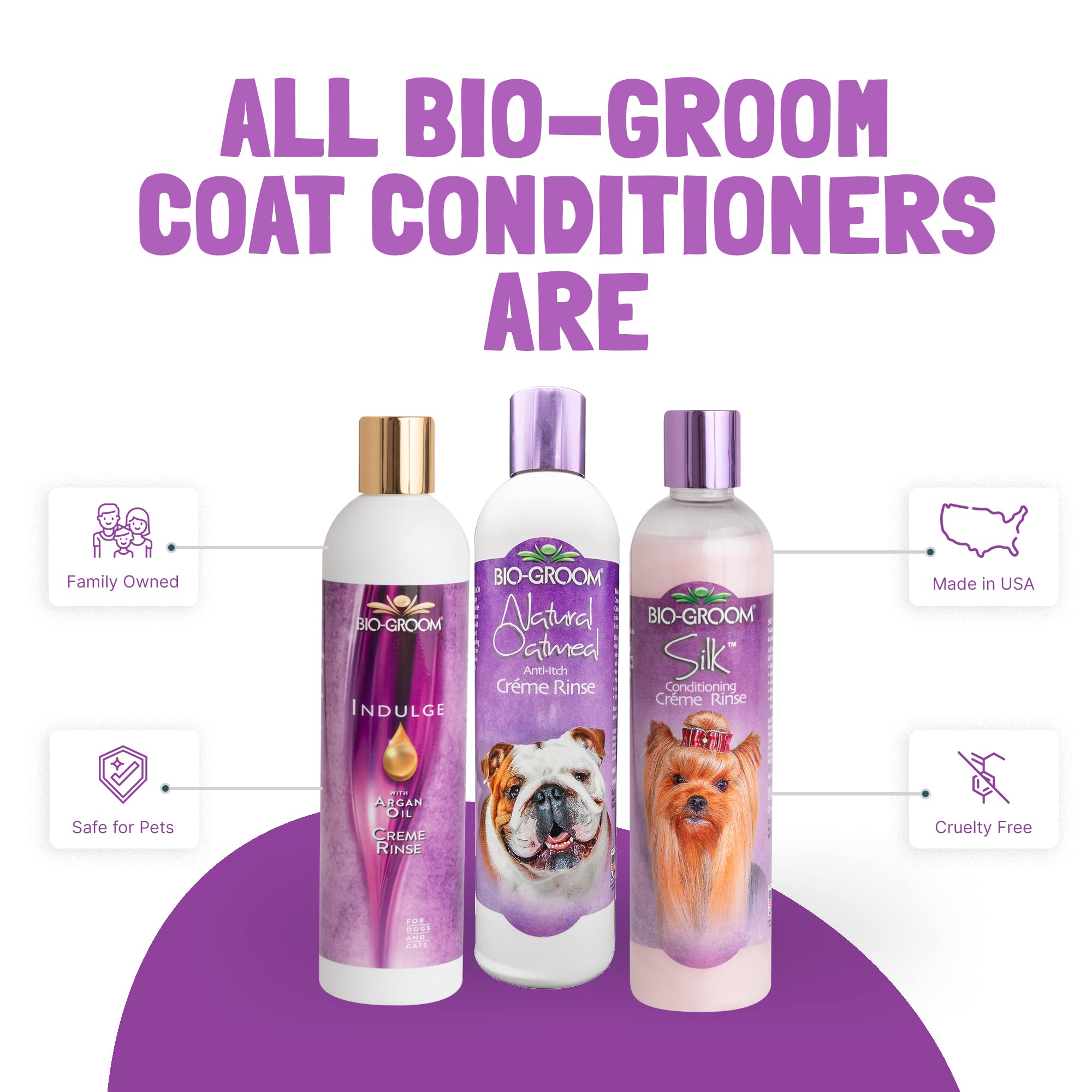 Bio-Groom Oatmeal Dog Conditioner - for Allergies and Itching, Cruelty-Free, Dog Bathing Supplies, Puppy Conditioner for Sensitive Skin, Made in USA, Anti-Itch Dog Products - 12 fl oz 1-Pack