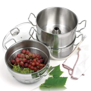 Norpro Stainless Steel Steamer/Juicer, 11qts/10.4L, 4qts/3.8L, 8.5qts/8L, As Shown