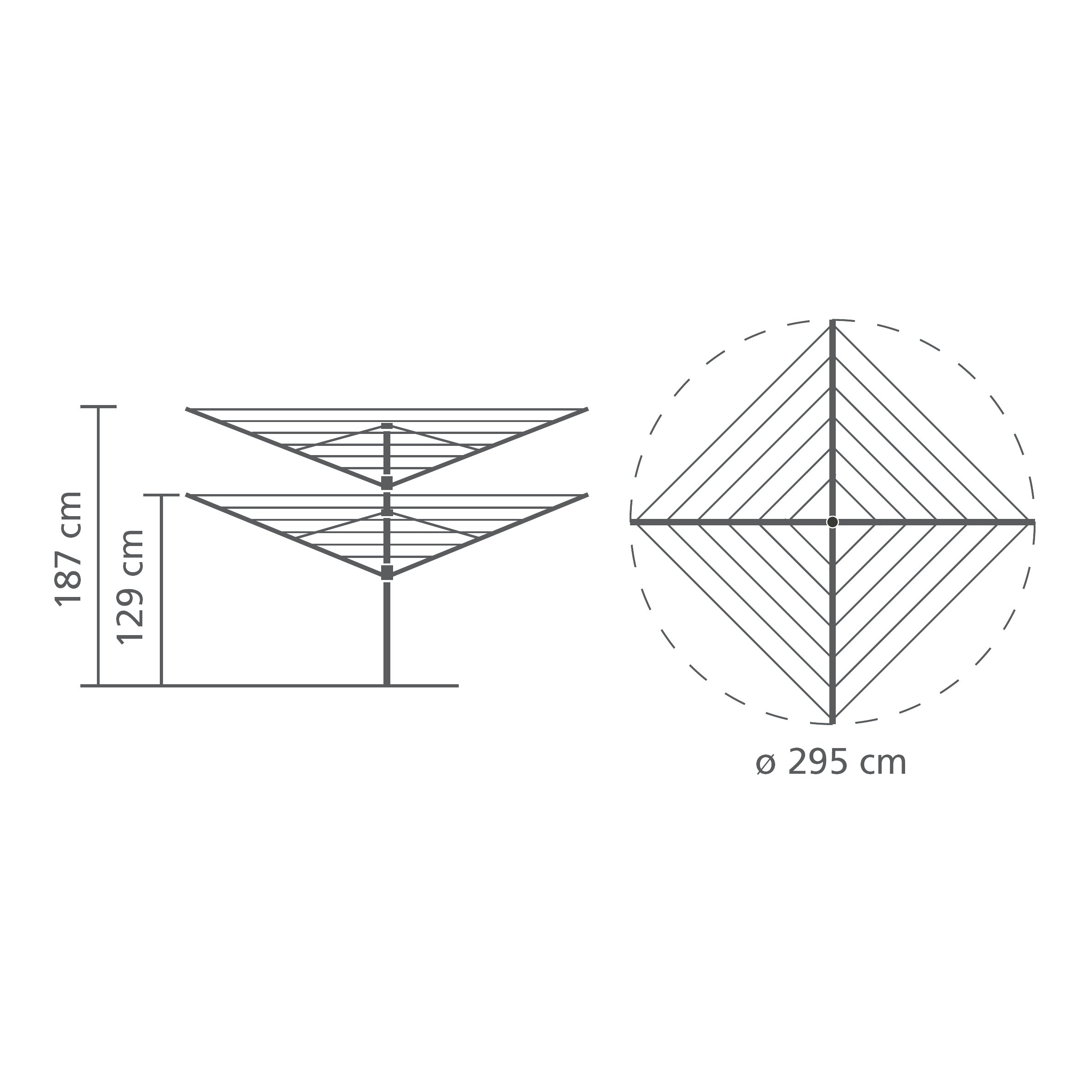 Brabantia Lift-o-Matic Large Rotary Airer Clothesline with Metal Soil Spear, 197 Feet, Silver