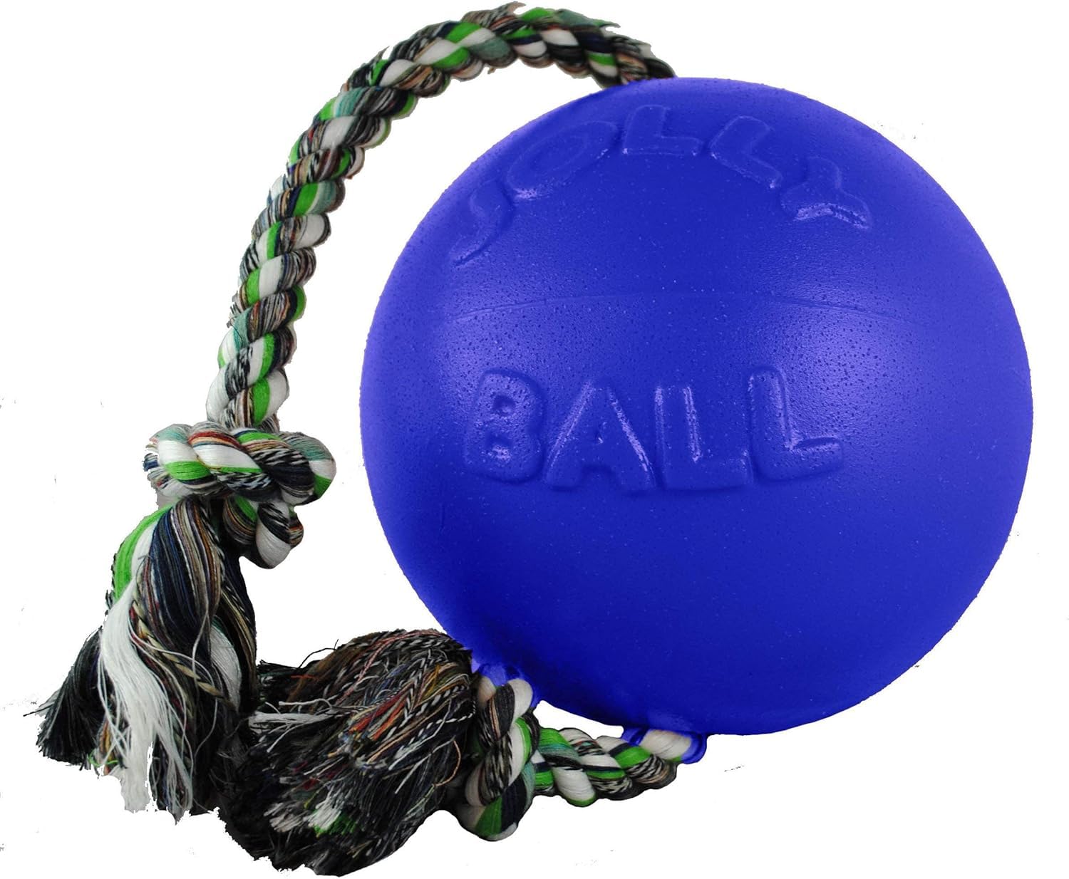 Jolly Pets Romp-n-Roll Rope and Ball Dog Toy, 8 Inches/Large, Blue, Model:608 BL