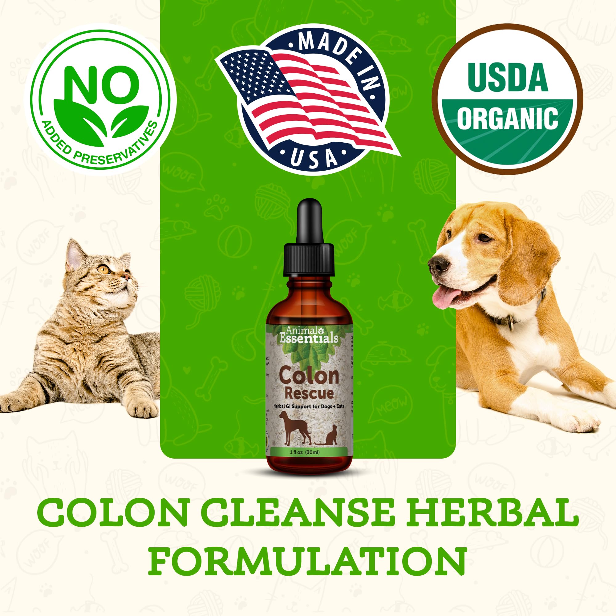 Animal Essentials Colon Rescue for Dogs & Cats - Constipation Relief, Stool Softener with Slippery Elm, Marshmallow Root, Licorice Root - 1 Fl Oz