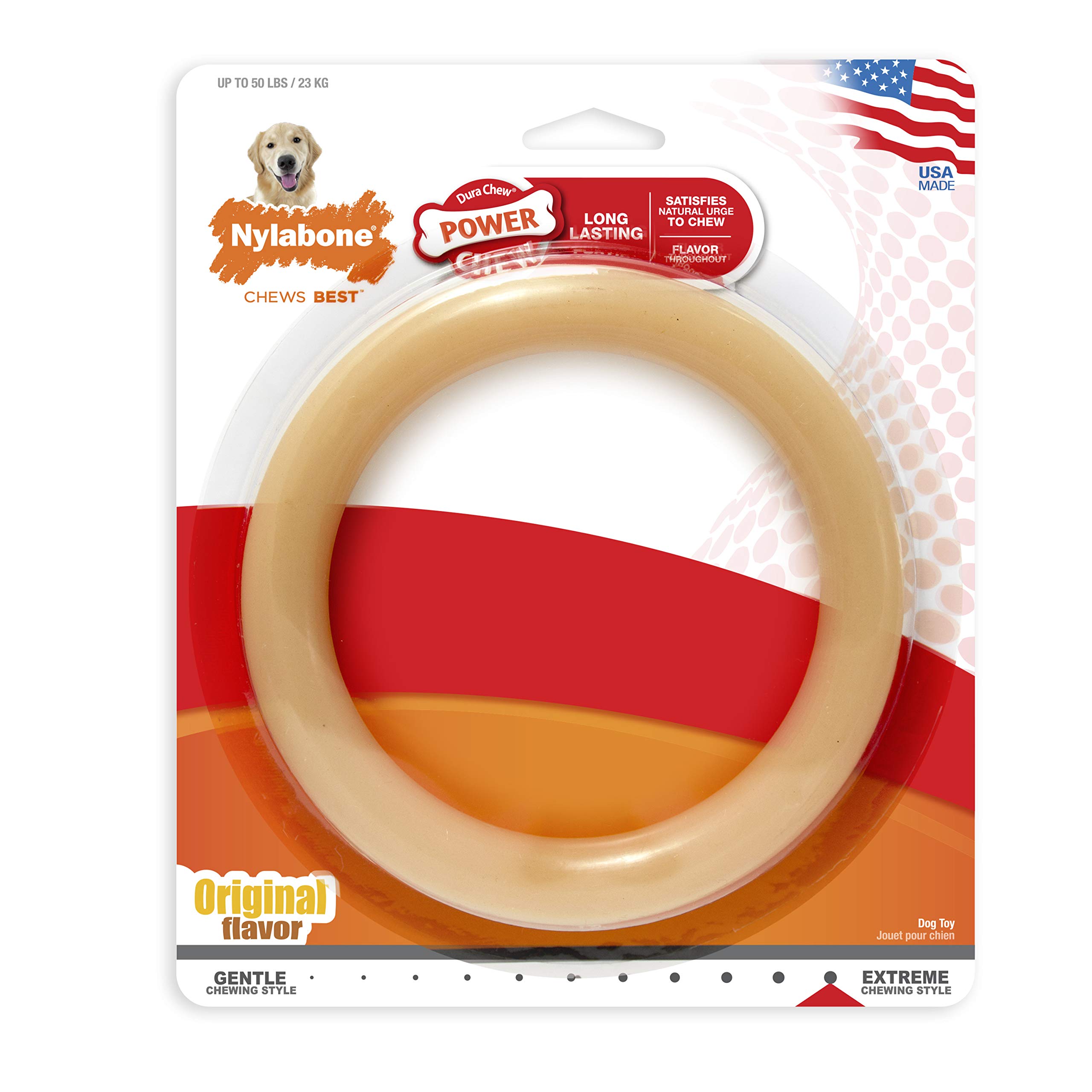 Nylabone Power Chew Ring Power Chew Dog Toy, Dog Toys for Aggressive Chewers, Large - Up to 50 lbs. (1 Count)