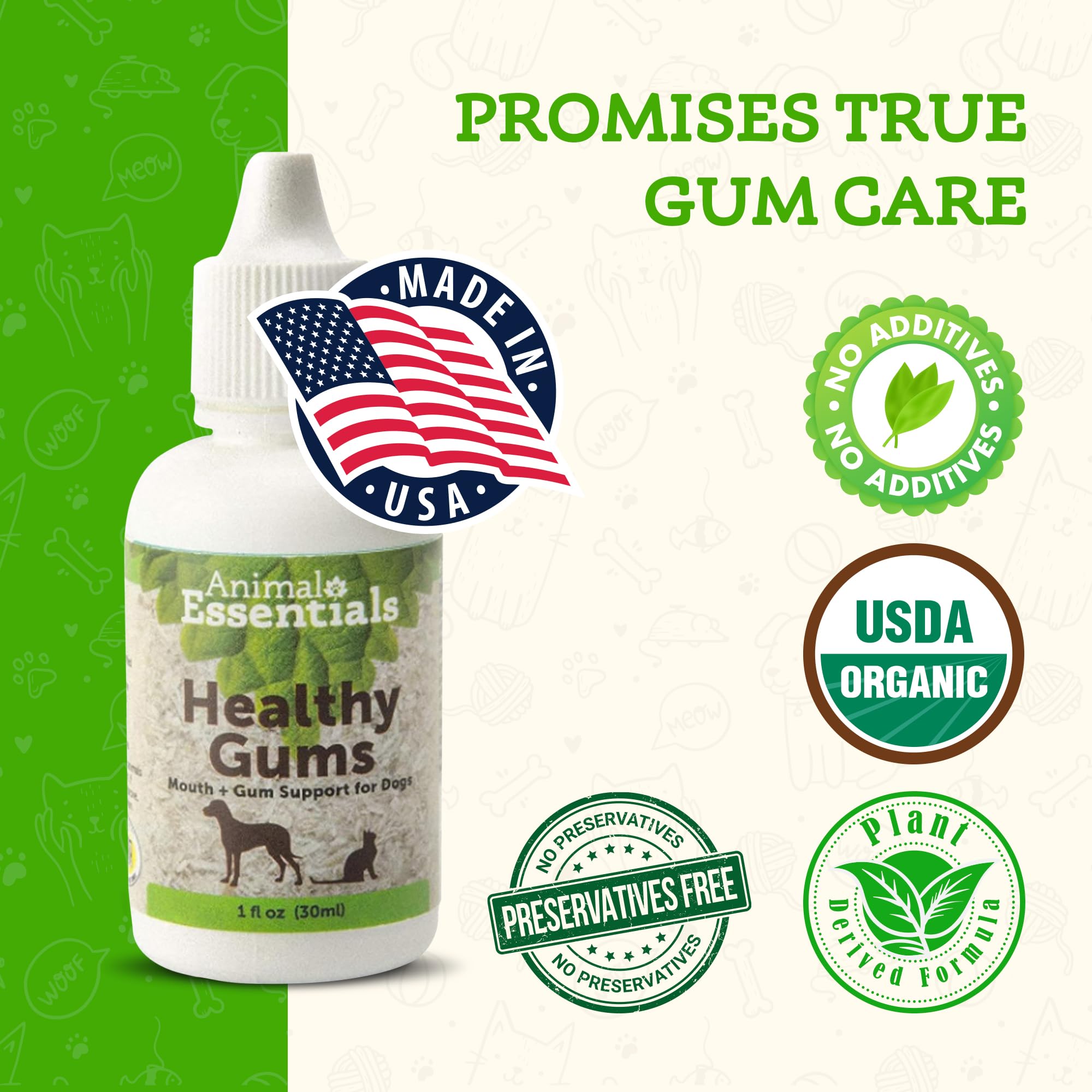 Animal Essentials Healthy Gums for Dogs & Cats - Dental Care, Mouth & Gum Support, Dental Drops, All Natural Pet Supplement, Oral Care - 1 Fl Oz