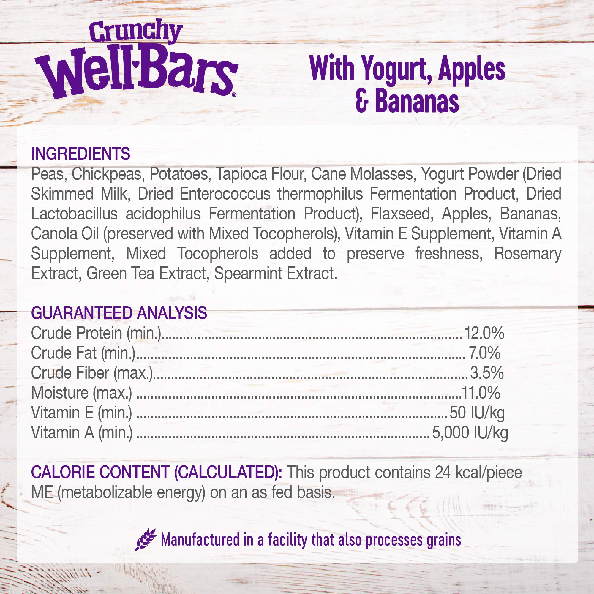 Wellness WellBars Natural Grain Free Crunchy Dog Treats, Yogurt, Apples & Banana, 45-Ounce Bag