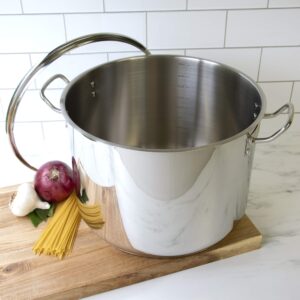 Camerons 20 Quart Stock Pot with Lid- Tri-ply 18/10 Professional Grade Induction Ready Stainless Steel Lid & Stay Cool Handles- Stick Resistant Interior- Great for Cooking Christmas Dinner & Xmas Gift