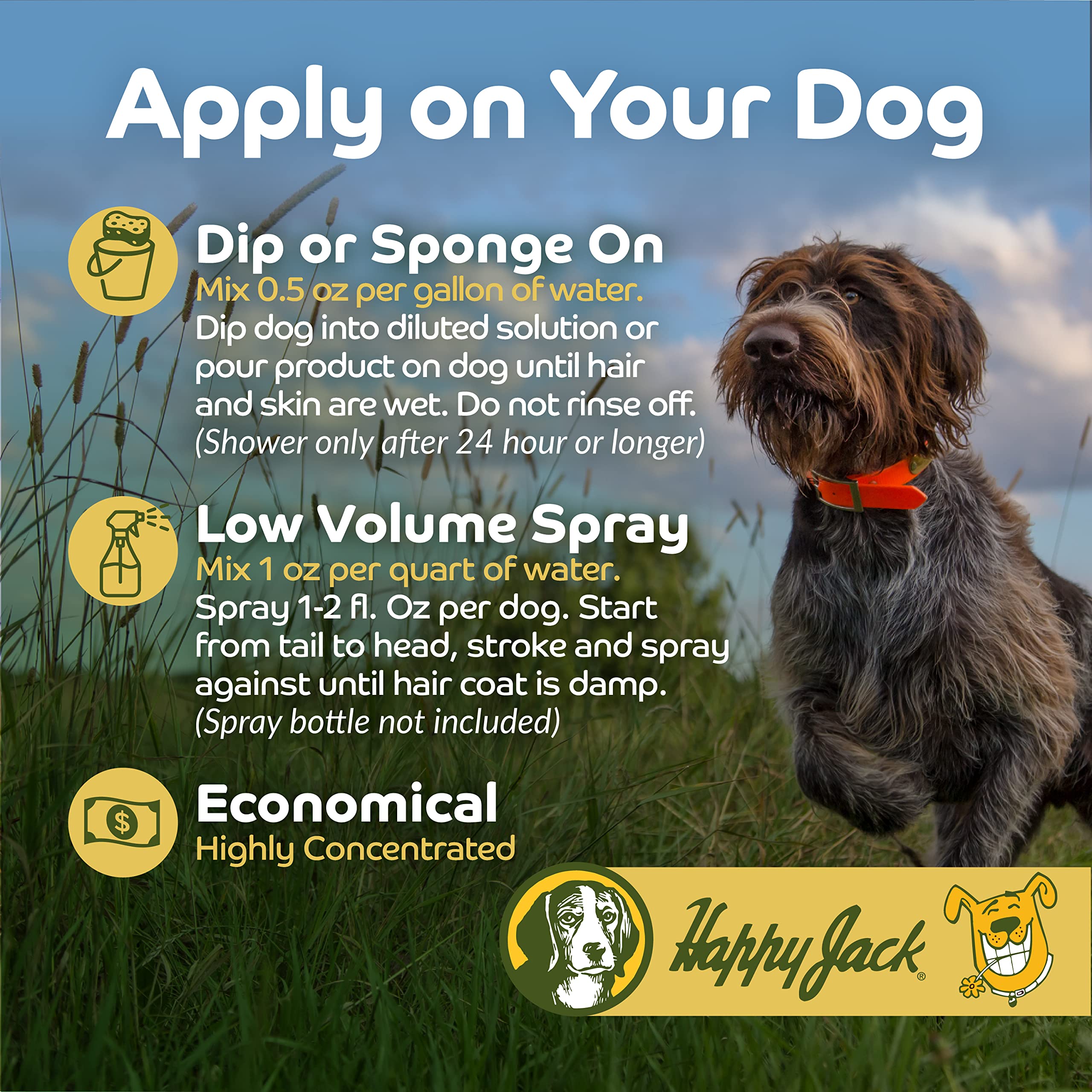 Happy Jack Kennel Dip Dog Flea and Tick Treatment & Prevention, Made in USA, Spray Yard & Home 30-Day Control, Kills Fleas, Ticks, Deer Ticks, Mange, Lice, for Puppies, Small to Large Dogs (8 oz)