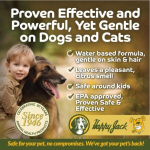 HAPPY JACK DD-33 Flea and Tick Spray for Dog and Cat, Flea Treatment & Control, Water-Based Formula Kills Fleas & Ticks Effectively Yet Gentle on Skin & Hair, 16 oz