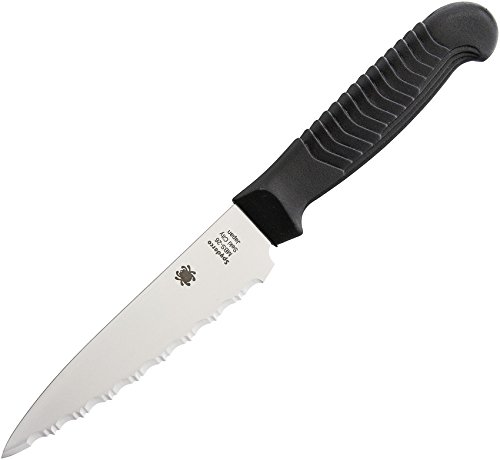 Spyderco Lightweight Kitchen Utility Knife with 4.5" MBS-26 Stainless Steel Blade and Black Polypropylene Plastic Handle - SpyderEdge - K05SBK